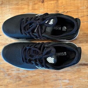 K-Swiss tennis sneaker black and white size  7 worn once. Excellent condition.
